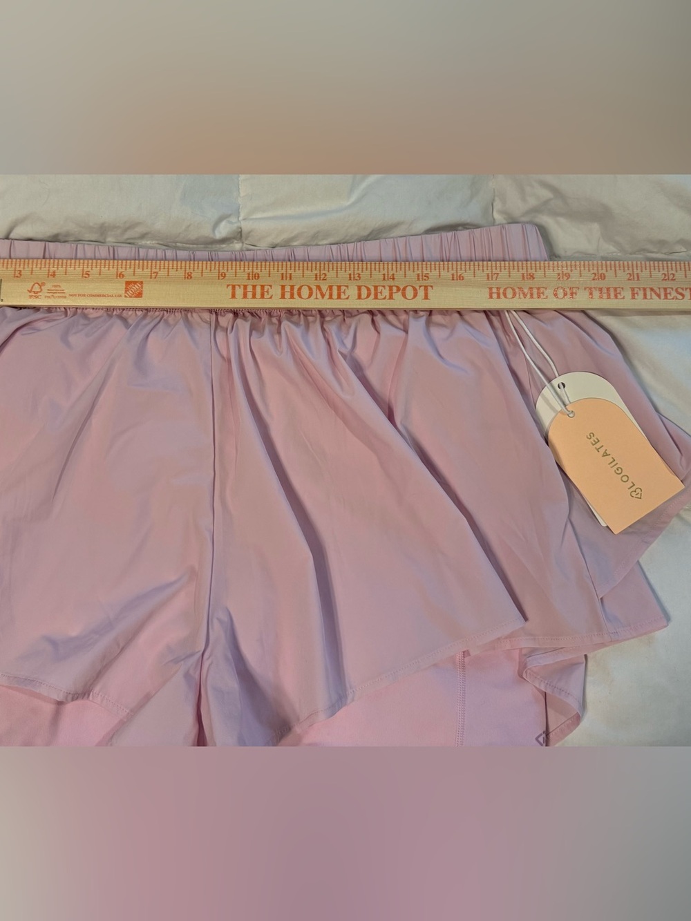 Plus Size 1X Blogilates Lilac Snow Athletic Ruffle Running Shorts w/Pockets - Picture 4 of 6
